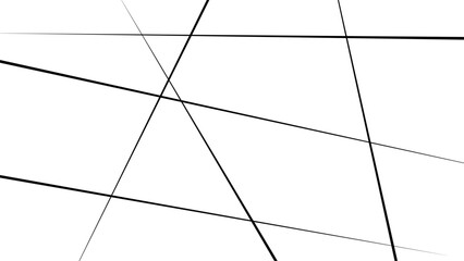 Abstract white background with random black lines, Line art striped graphic template. Vector illustration. 
