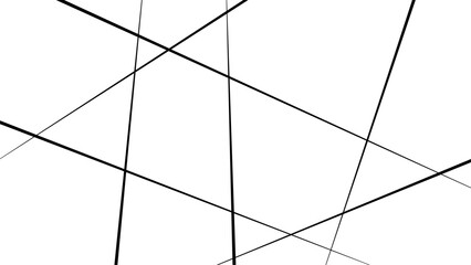 Abstract white background with random black lines, abstract background with lines. Dynamic shapes composition with lines.