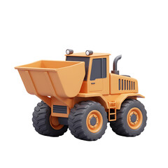 Obraz premium Cartoon Orange Dumper Truck with Large Tires