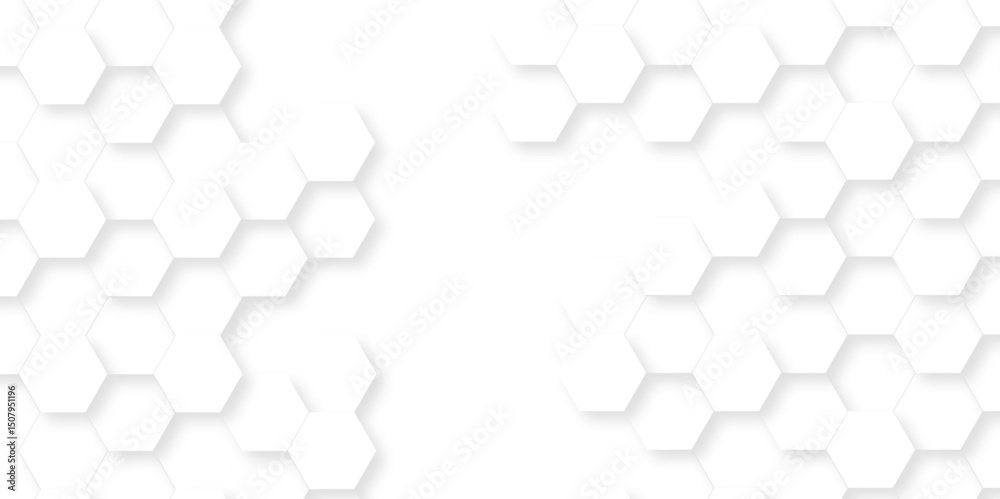 Poster abstract minimal background with white lines hexagonal structure futuristic white background and emb