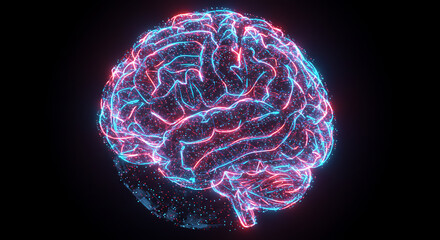 Abstract Neon Brain Neurology Neuroscience AI Technology Concept