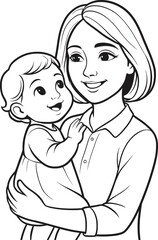 Tender mother and baby illustration a colorful vector design