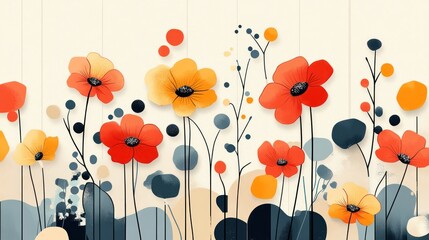 Abstract floral arrangement against a light beige wall.  Possible use Home decor, wallpaper, prints