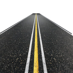 3d asphalt road front view isolate on transparency background