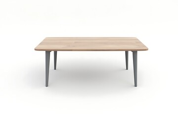 Fototapeta premium Wooden table with gray legs isolated on white background