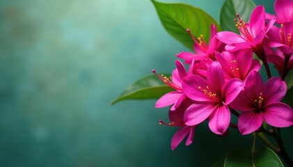 Bold fuchsia blooms, dense clustered petals, tropical feel , tropical, jungle