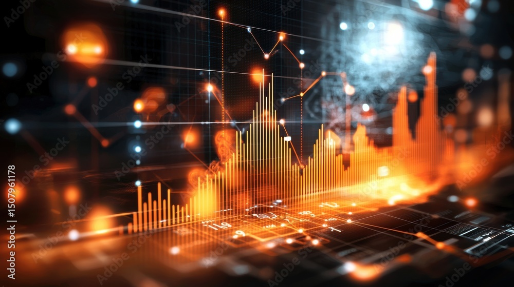 Poster vibrant and futuristic data analysis visualization with colorful graphs charts and digital patterns 