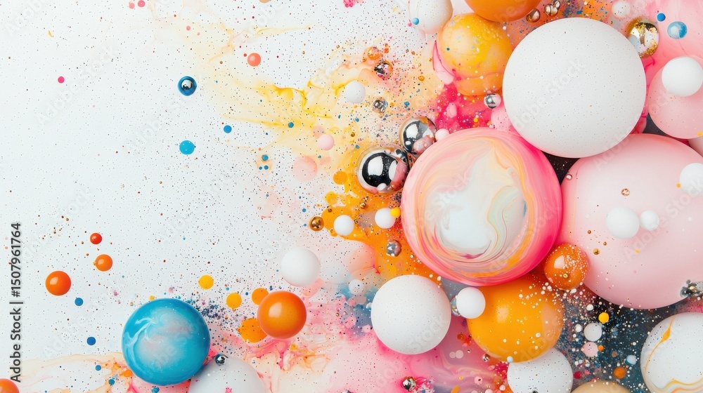 Aufkleber an abstract and captivating image featuring floating translucent liquid spheres in a dynamic arrange