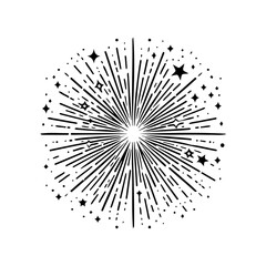 Obraz premium Hand drawn black explosion and firecracker illustration on white background