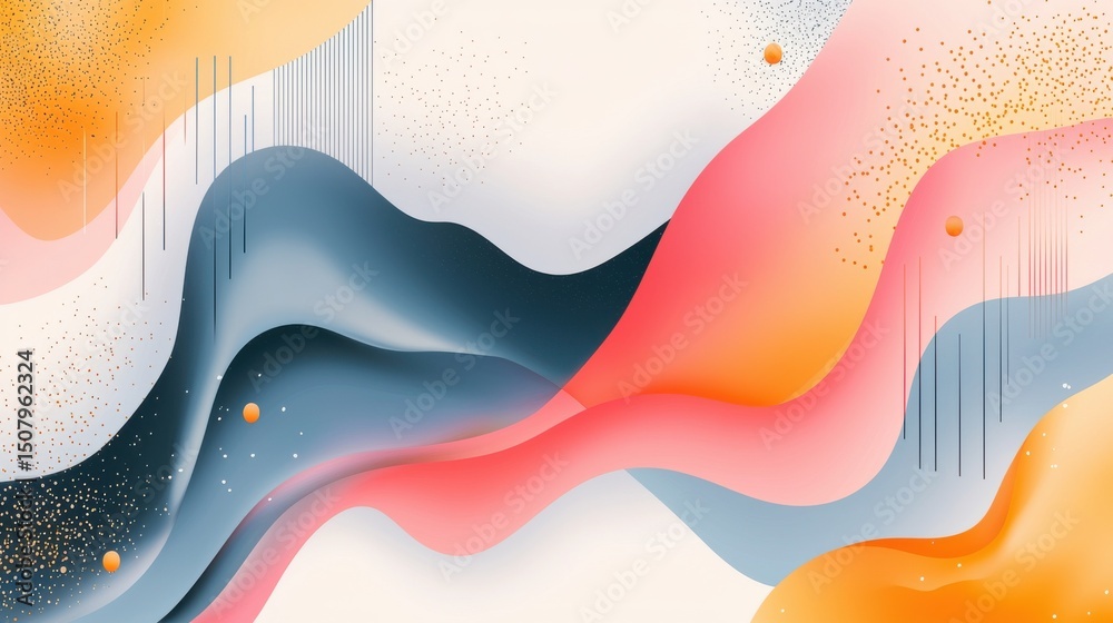 Poster mesmerizing abstract composition with a fluid dynamic gradient in a harmonious blend of vibrant pink