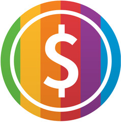 Pride Month Dollar Coin Icon Rainbow LGBTQ Icon