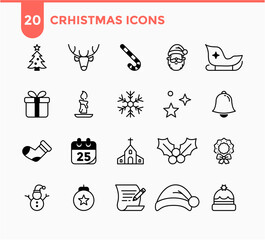 Christmas and winter icons set vector template