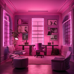 Pastel Noir Detective Office Light Installation Art