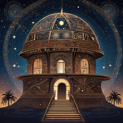 Celestial Observatory Tribal Fusion Art with Granular Synthesis