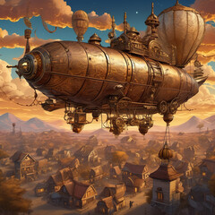 Steampunk Airship Tribal Fusion Thermal Imaging Artwork