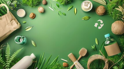 Sustainable Living Concept with Eco-Friendly Products – Green Lifestyle and Zero Waste Design for Branding and Marketing