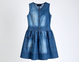 Blue denim sleeveless dress
