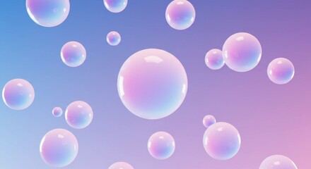 ピンクと紫のグラデーション背景に浮かぶシャボン玉の抽象的な背景イラスト