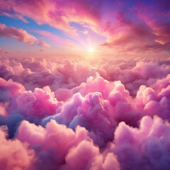 Dreamy Cotton Candy Sky with Vibrant Tones Tapestry Art