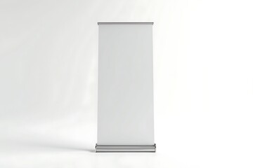 Roll up banner stand mockup isolated on white background for advertising.