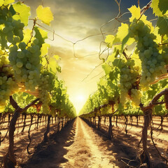 Surreal Electric Vineyard in Anamorphic Perspective with Anthotype Style