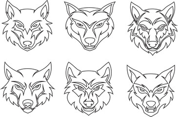 wolf head outline icon collection design, modern and abstract, great for logos or icons.