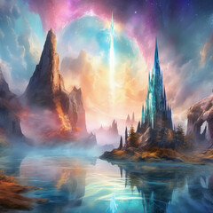 Immersive VR Video of Crystal Spire in Wet-on-Wet Painting Style