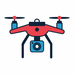 Drone flying with a camera vector. Ideal for photography festivals, stock art, and branding.