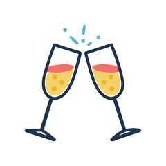 Two Champagne Glasses Clinking in a Toast