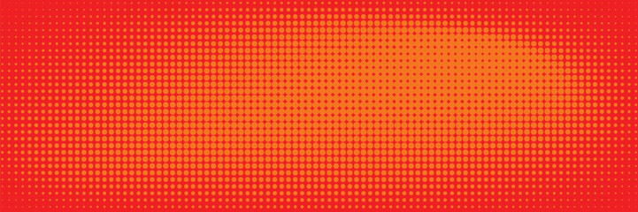 Dots halftone orange color pattern gradient texture with technology digital background. Dots pop art comics with summer background.