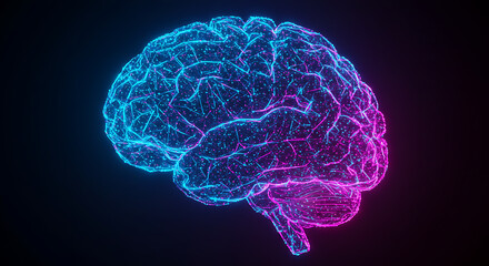 Abstract Neon Brain Neural Network AI Connectivity Technology Concept