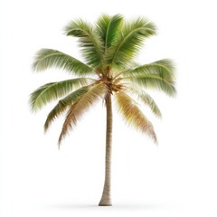 Obraz premium A serene coconut palm tree showcasing lush green fronds and a slim trunk.