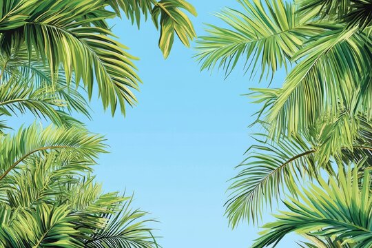 Tropical Palm Fronds against a Light Sky