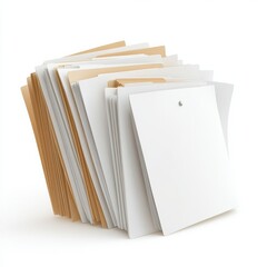 A stack of blank papers and folders ideal for office or creative projects.