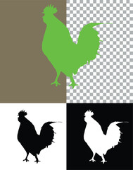 Vector illustration of farm poultry with a rooster and hen silhouette