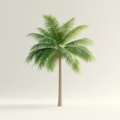 Obraz premium A vibrant palm tree standing tall with lush green leaves against a neutral background.