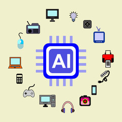 modern technology and ai icons