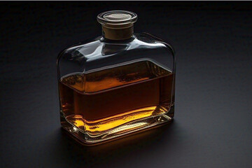 Vintage whiskey bottle with aged glass