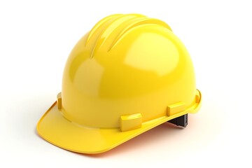 Fototapeta premium Yellow hard hat isolated on white background for construction and safety use
