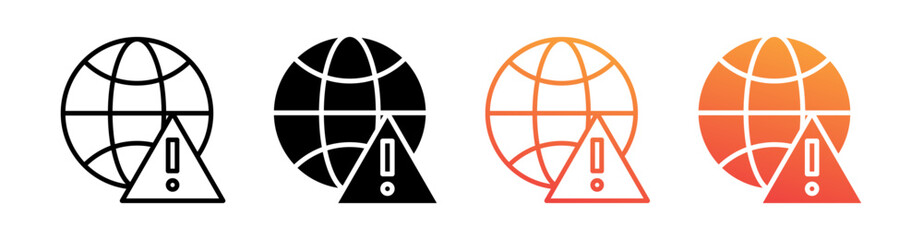 World Crisis Multi Style Icon Set Vector 