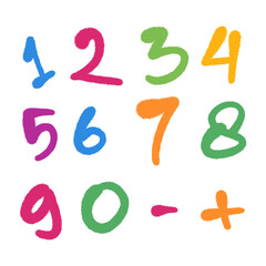 Colorful Hand-Drawn Numbers and Symbols

