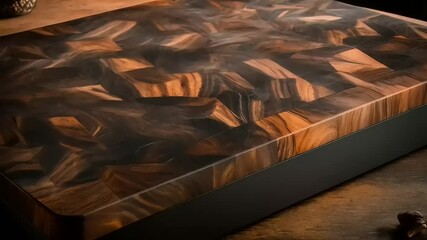 Artisanal End Grain Cutting Board Showcase with Wooden Texture and Dark Accents