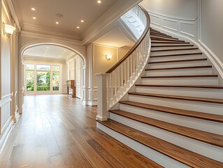 Modern Wooden Staircase in Home Setting