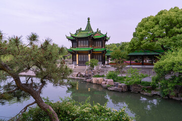 Chinese pavilion and traditional architecture of  Slender West Lake, Yangzhou China