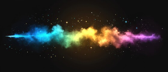 Colorful nebula streaking across a black background