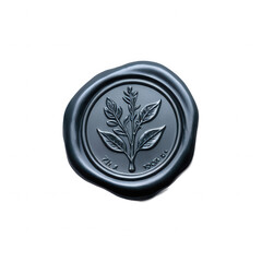 Hand-poured Wax Seal with Botanical Stamp Elegant Dark Grey Design