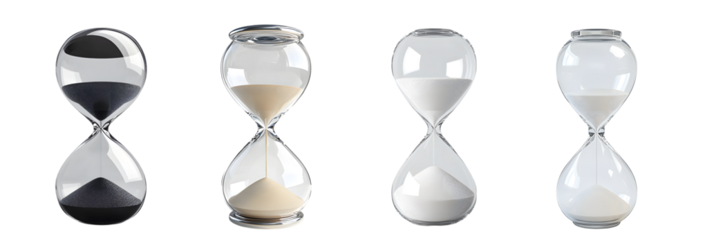 set of different stages of an hourglass. isolated on transparent background - Powered by Adobe
