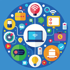 Modern digital technology concept illustrating global connectivity and online communication