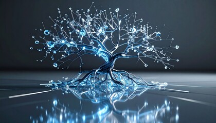 Abstract Liquid Crystal Tree Digital Art Illustration