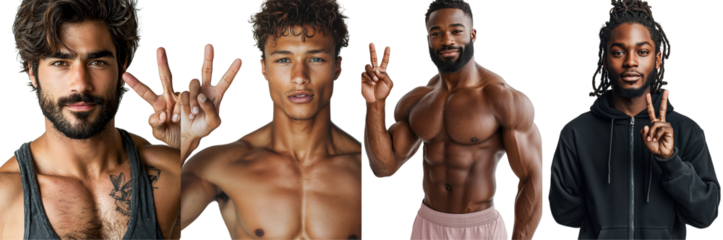 Athletic Man Engages in Cardio Workout While Giving Peace Sign to Camera